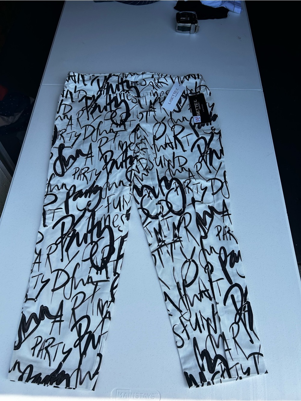 LISETTE Black & White Script Print Pants